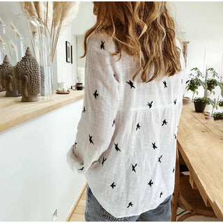 Damenhemd mit Muster und Knöpfen | Casual Fit
