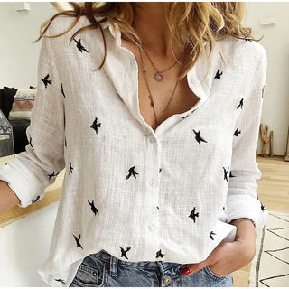 Damenhemd mit Muster und Knöpfen | Casual Fit