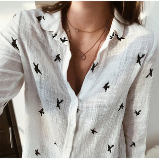 Damenhemd mit Muster und Knöpfen | Casual Fit