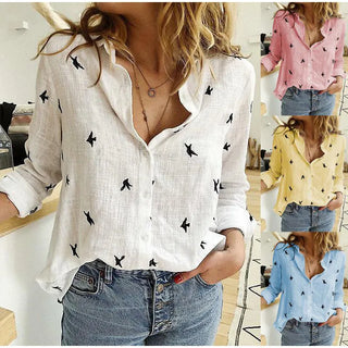Damenhemd mit Muster und Knöpfen | Casual Fit