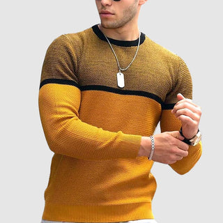 Herren Zwei-Ton Strickpullover | Rundhalsausschnitt