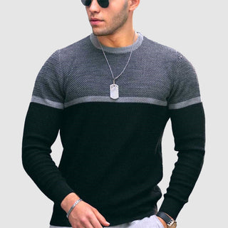 Herren Zwei-Ton Strickpullover | Rundhalsausschnitt