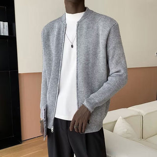 Herren-Strickjacke mit Reißverschluss | Gerippter Saum