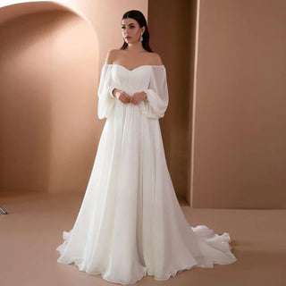 Hochzeitskleid für Frauen mit langen Ärmeln | Maxi