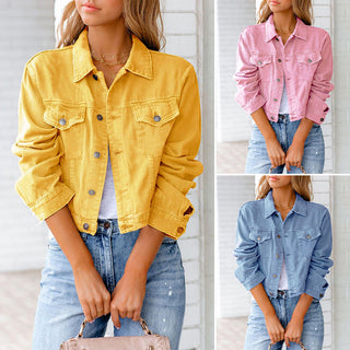 Damen Gekürzt Jacke | Knopfverschluss