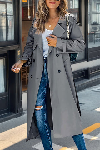 Damen Doppelreihiger Trenchcoat | Lang