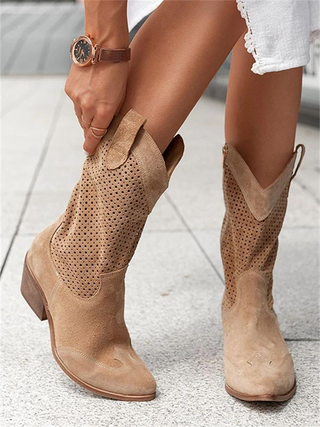 Damen Cowboystiefel | Perforierte Western