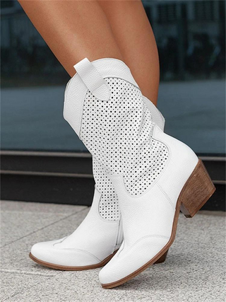 Damen Cowboystiefel | Perforierte Western