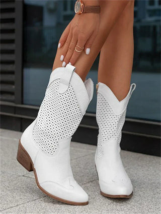 Damen Perforierte Western Stiefel | Knöchelhöhe