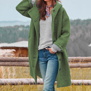 Damen Knopf-Mantel | Lässiger langer Schnitt