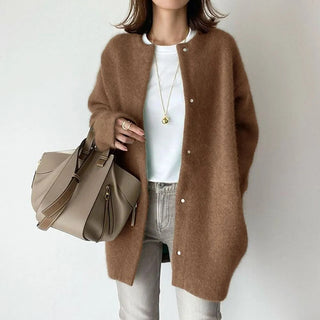 Damen Langer Casual Cardigan | Mit Knöpfen