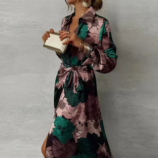 Kleid mit Gürtel für Damen | Maxi