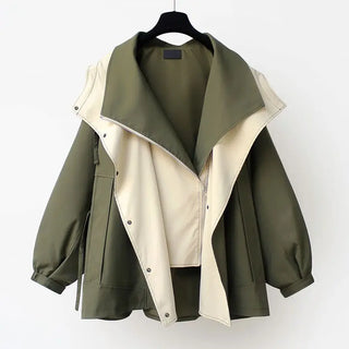 Women's Two-Tone Winter Coat | Wide Collar