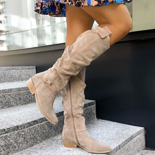 Damen Over-the-Knee Stiefel | Niedriger Absatz