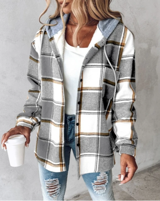 Damen Karo Kapuzenjacke | Lässig