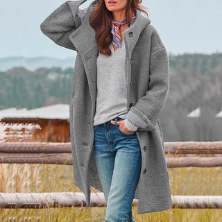 Damen Knopf-Mantel | Lässiger langer Schnitt