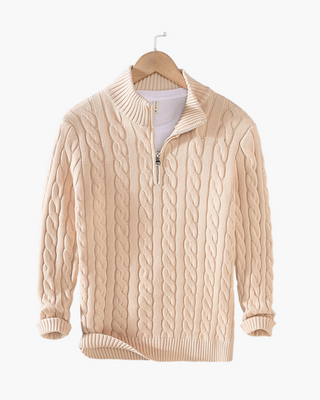 Herren Klassischer Pullover mit Reißverschluss | Langarm Strickdesign