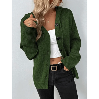 Damen Knopf-Cardigan | Mit Kapuze