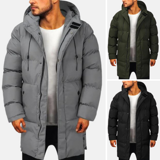 Herren-Pufferjacke | Parka mit Kapuze und Reißverschlusstaschen