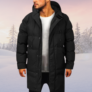 Herren-Pufferjacke | Parka mit Kapuze und Reißverschlusstaschen