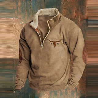 Herren Western Quarter-Zip Sweatshirt | Bedruckte Ärmel