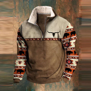 Herren Western Quarter-Zip Sweatshirt | Bedruckte Ärmel