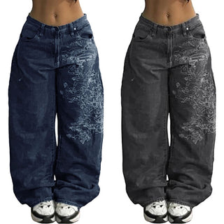 Damen Weite Jeans | Mit Stickerei und Weitem Bein
