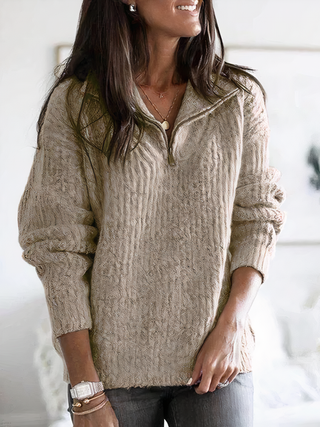 Damen Quarter Zip Pullover | Gestrickt