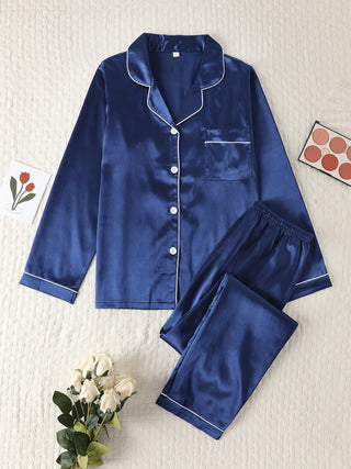 Damen Button Up Pyjama Set | Langarm Design