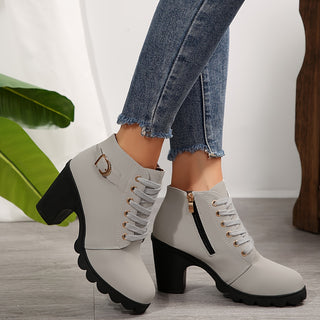 Damen Schnür-Stiefeletten | Blockabsatz