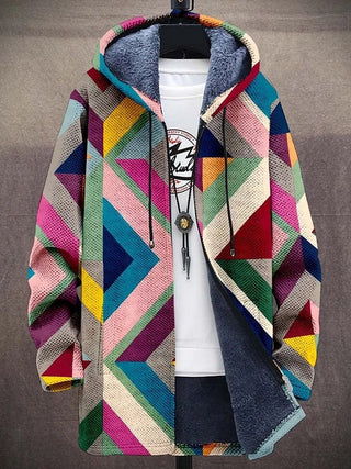 Herren Fleece Kapuzencardigan | Farbblock
