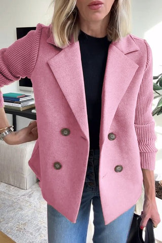 Damen Blazer mit Strickärmeln | Doppelreiher