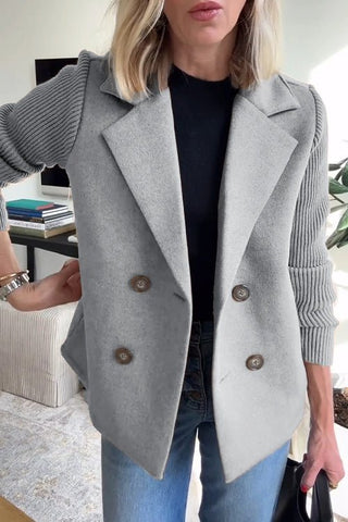Damen Blazer mit Strickärmeln | Doppelreiher