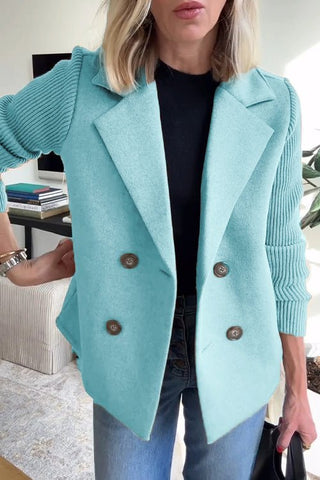 Damen Blazer mit Strickärmeln | Doppelreiher