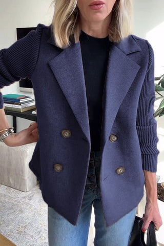 Damen Blazer mit Strickärmeln | Doppelreiher
