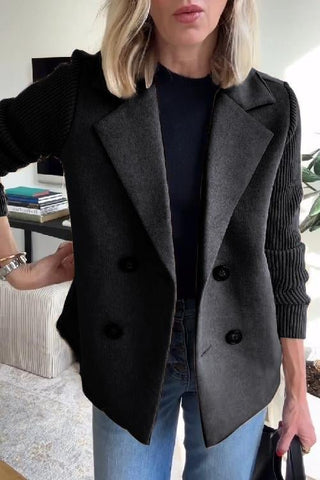 Damen Blazer mit Strickärmeln | Doppelreiher