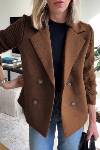 Damen Blazer mit Strickärmeln | Doppelreiher
