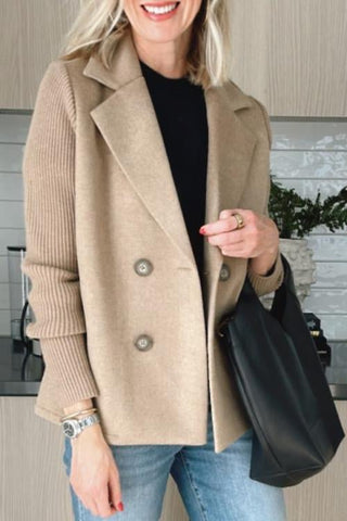 Damen Blazer mit Strickärmeln | Doppelreiher
