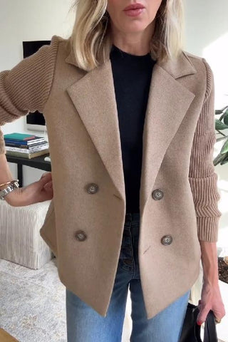 Damen Blazer mit Strickärmeln | Doppelreiher
