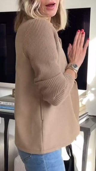 Damen Blazer mit Strickärmeln | Doppelreiher