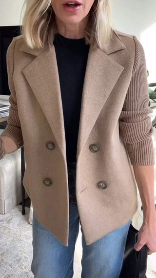 Damen Blazer mit Strickärmeln | Doppelreiher