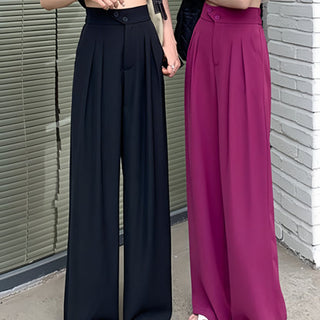 Damenhose mit hoher Taille und weitem Bein | Gerader Schnitt