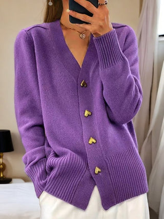 Damen Strickcardigan mit Herzknöpfen | Regulärer Schnitt