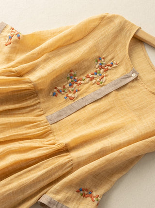 Midi-Kleid mit Stickerei für Frauen | Lockere Passform