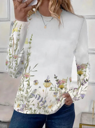 Damenbluse mit naturinspiriertem Grafikdesign | Lange Ärmel