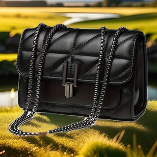 Damen Stepp Schultertasche | Kettenriemen Umhängetasche