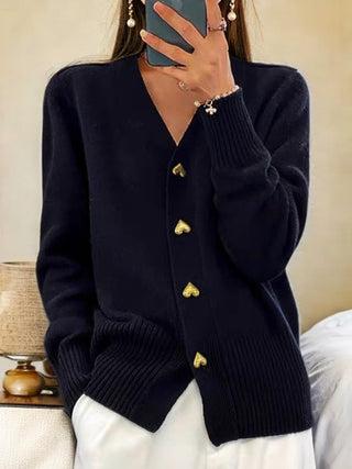 Damen Strickcardigan mit Herzknöpfen | Regulärer Schnitt