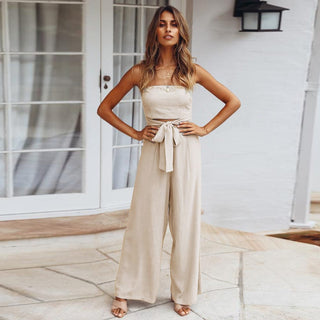 Damen Trägerloser Jumpsuit mit Weitem Bein | Zweiteilig