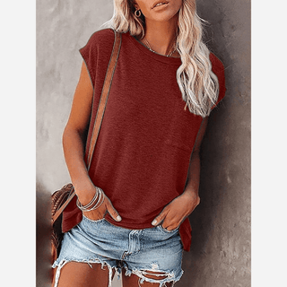 Damen Freizeit T-Shirt mit Tasche | Kurzarm