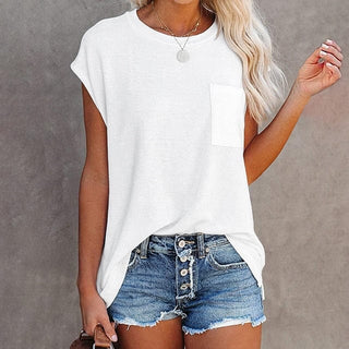 Damen Freizeit T-Shirt mit Tasche | Kurzarm